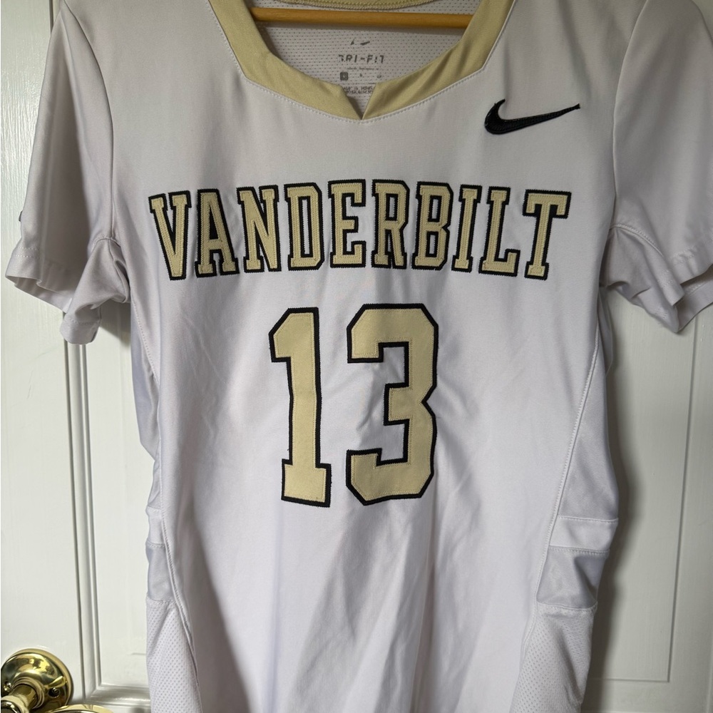 Nike White and Gold Vanderbilt Lacrosse Jersey Size Small